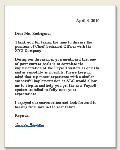 Interview Thank You Letter Interview Thank You Letter